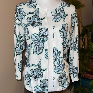 Nordstrom Halogen Brand Floral Print Cardigan Sweater